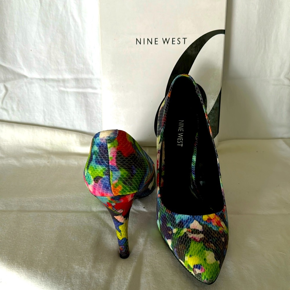 Nine west floral heels